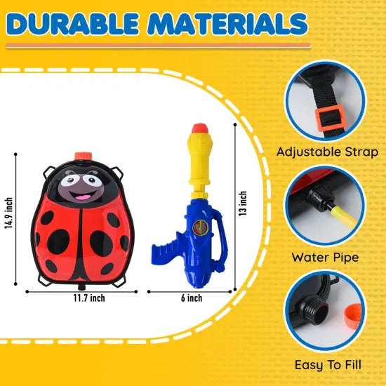 Toyrifik Water Gun Backpack Water Blaster for Kids -Water Shooter with Tank Lady Bug Toys for Kids- Summer Outdoor Toys for Pool Beach Water Toys for Kids {5}