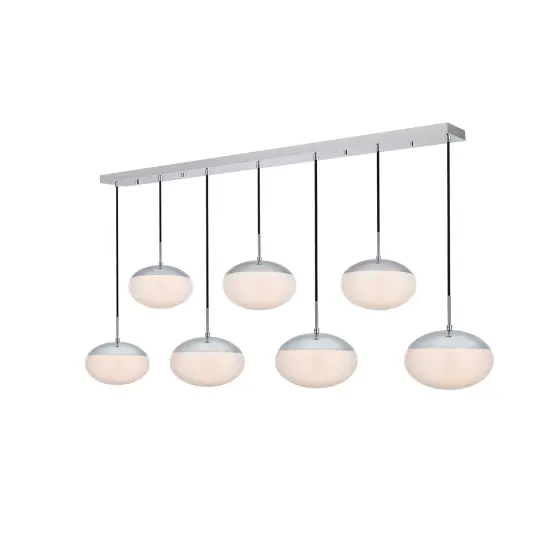 Eclipse 7 Lights Chrome Pendant With Frosted White Glass {3}