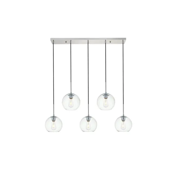 Baxter 5 Lights Chrome Pendant With Clear Glass {1}
