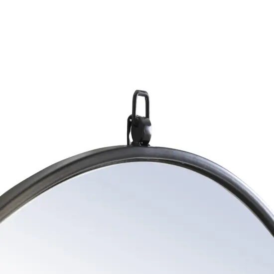 Metal frame Round Mirror with decorative hook 36 inch Black finish {6}