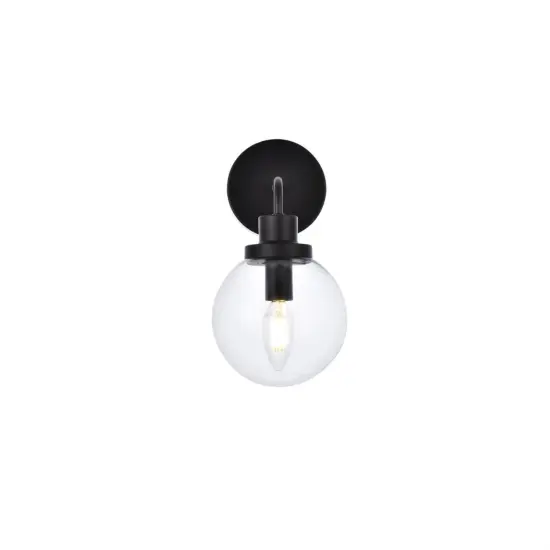 Hanson 1 light bath sconce in black with clear shade {1}