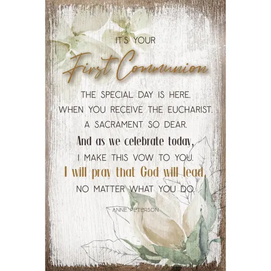 Dexsa First Communion Inspirational Wood Plaque 6 inches x 9 inches {1}