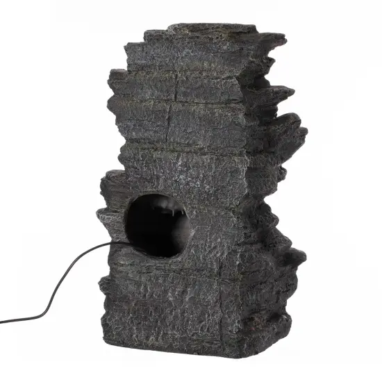 Cascading Electric Powered 5-Tier Rock Water Fountain 18" with LED Lights for Indoor and Outdoor Use {5}
