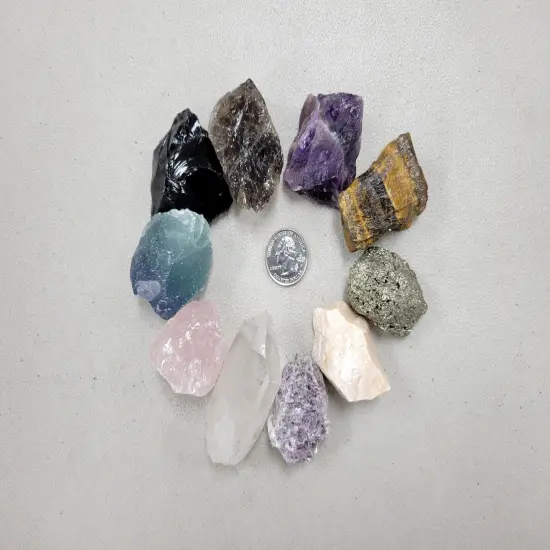 10 Piece Raw Healing Crystals Starter Gift Set {2}