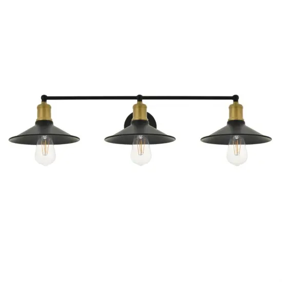 Etude 3 light brass and black Wall Sconce {5}