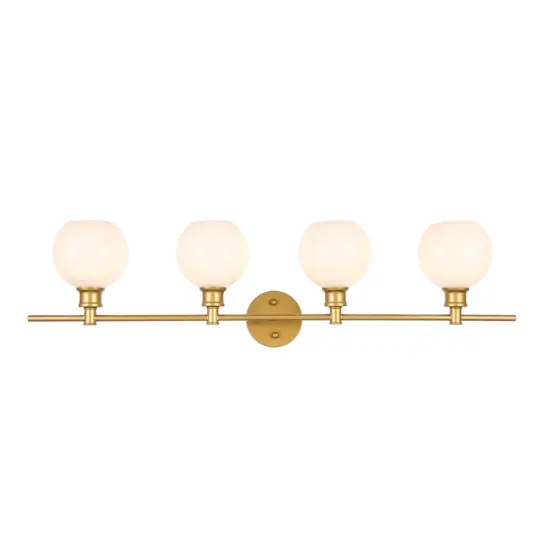 Collier 4 light Brass and Frosted white glass Wall sconce {1}