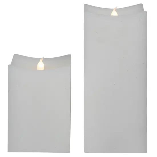 Northlight LED Flickering Flameless Wax Rectangular Candles - 8" - White - Set of 2 {1}