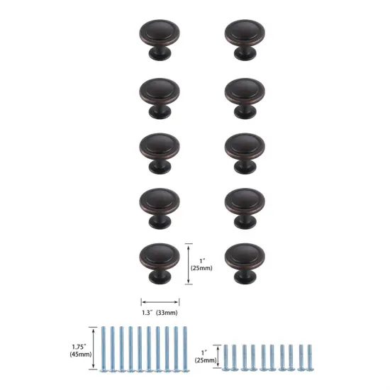 Logyn 1.3" Diameter Oil-rubbed Bronze Mushroom Knob Multipack (Set of 10) {6}