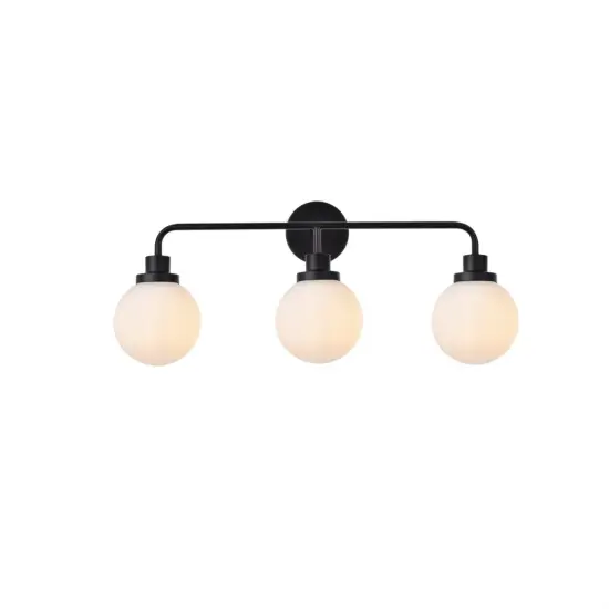 Hanson 3 lights bath sconce in black with frosted shade {1}
