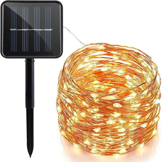 32ft 100 LED Solar Fairy Lights - Copper Wire Microdot String Lights - Eco-Friendly Solar-Powered Outdoor and Indoor Decorative Twinkle Lights for Gardens, Patios, and Parties {2}
