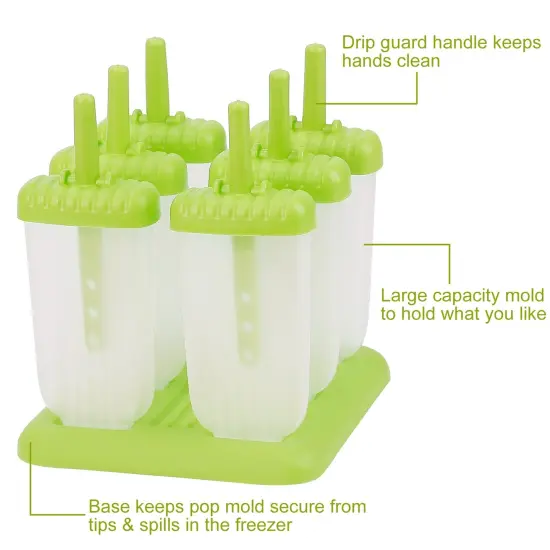 6Pcs DIY Popsicle Reusable Molds For Homemade Iced Snacks Green {6}