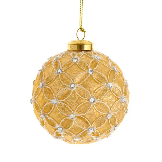 3.15" Gold Lattice Glass Ball Ornaments, 6-Piece Box Set Elegant Christmas Tree Decorations {1}