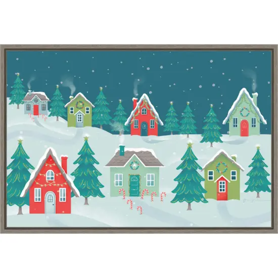 Fa La La I Christmas Houses by Gia Graham Canvas Art Framed {1}