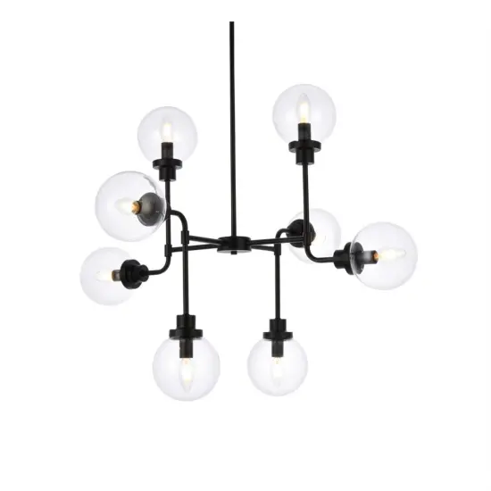 Hanson 8 lights pendant in black with clear shade {3}