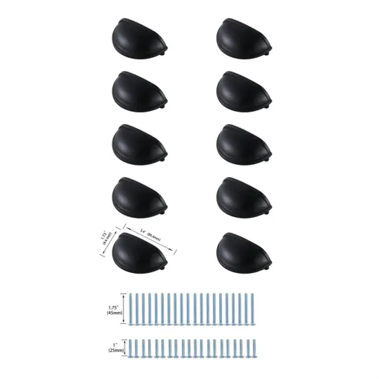 Atticus 3" Center to Center Matte Black Cup Bar Pull Multipack (set of 10) {6}