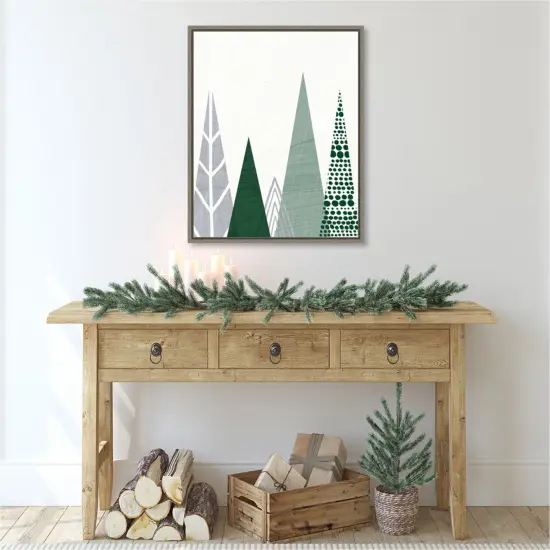 Geometric Forest III Green Gray by Michael Mullan Canvas Art Framed {5}