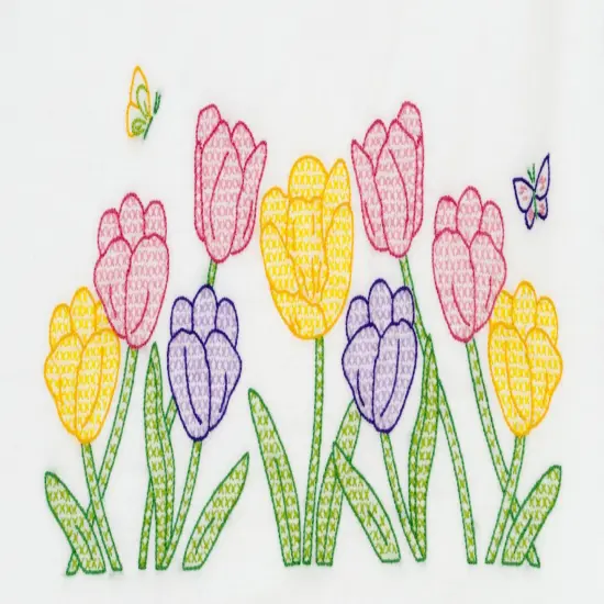 Jack Dempsey Stamped Pillowcases W/White Perle Edge 2/Pkg-Beautiful Blooms {3}