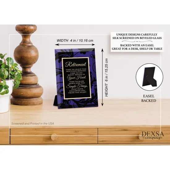 Dexsa Retirement Beveled Glass Plaque with Easel {5}