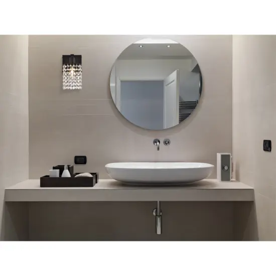 Phineas 1 light bath sconce in black with clear crystals {2}