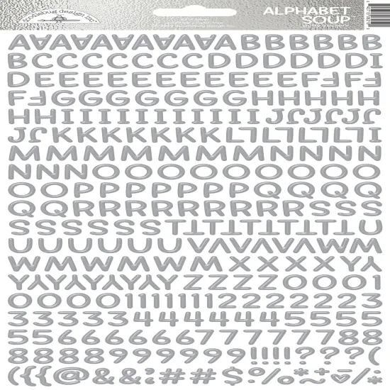 Doodlebug Puffy Stickers-Silver Alphabet Soup, Hello Again {1}