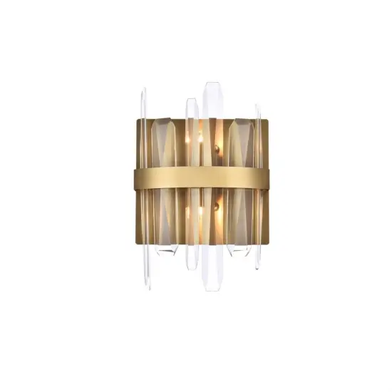 Serena 8 inch crystal bath sconce in satin gold {1}