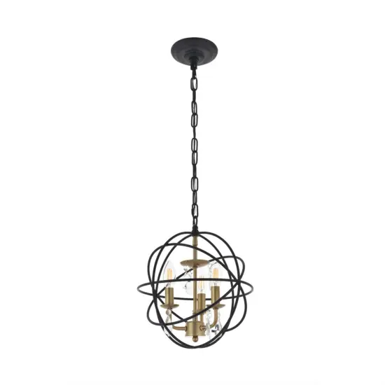 Wallace 3 light Matte Black and Brass Pendant {3}