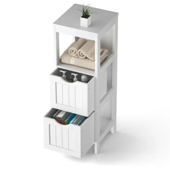 Floor Multifunction Bathroom Storage Organizer Rack with 2 Drawers {4}