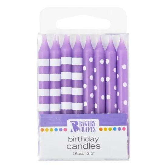 Stripes & Dots Smooth Specialty Candles, 16pc Purple {1}