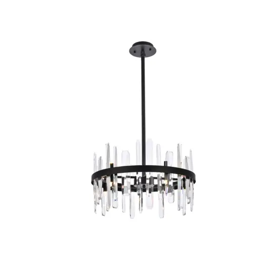 Serena 20 inch crystal round pendant in black {1}