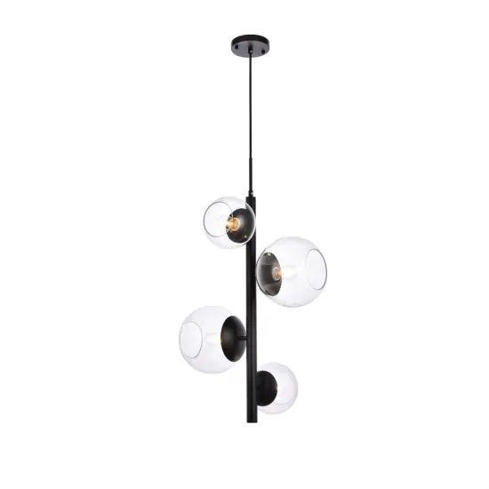 Wells 18 inch pendant in black with clear shade {1}