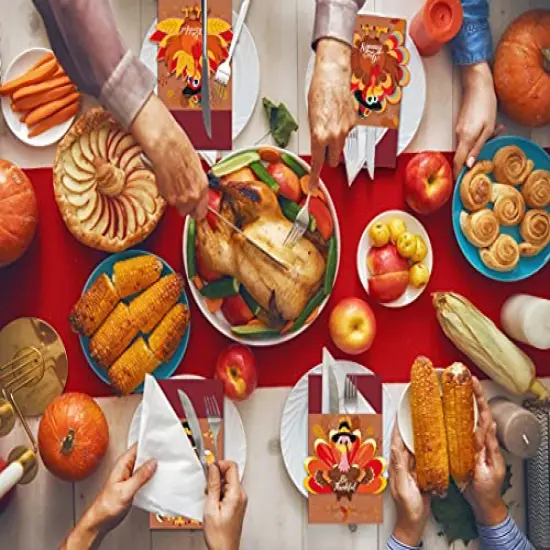 24PCS Thanksgiving Cutlery Holder Set Thanksgiving Table Decor Set Thanksgiving Table Setting Decorations Thanksgiving Turkey Utensil D&eacute;cor for Thanksgiving Autumn Fall Harvest Party Table Decoration {4}