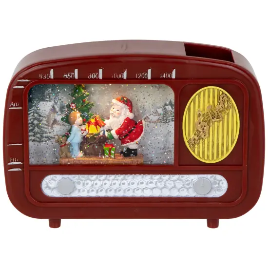 Northlight LED Lighted "Santa Sighting" Retro Radio Christmas Snow Globe - 8.75" Brown {3}