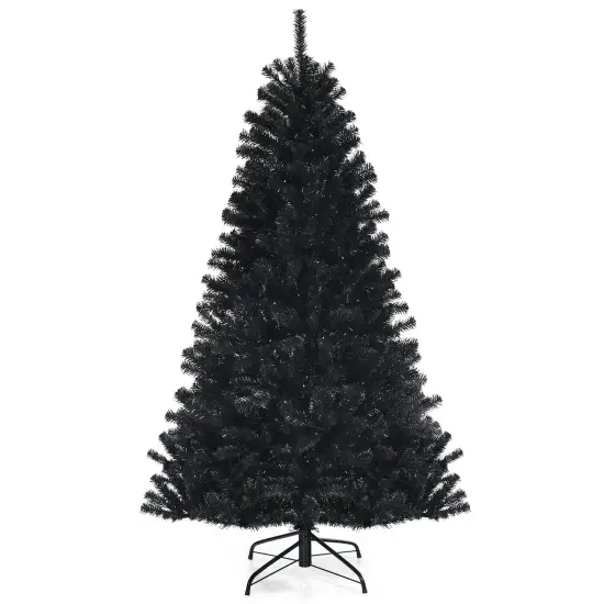 Black Artificial Christmas Halloween Tree with Purple LED Lights {2}