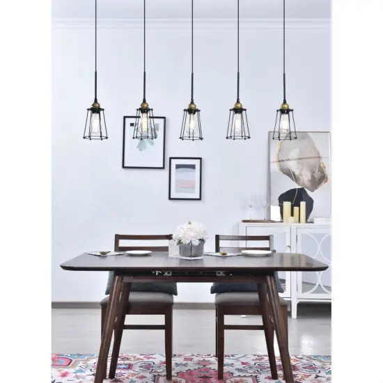 Auspice 5 light brass and black Pendant {2}