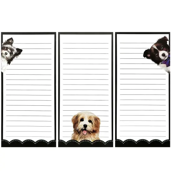 Wrapables Magnetic Notepads for Refrigerator, To-Do lists, Grocery Shopping, Memo, Reminders (Set of 3) Dogs {1}