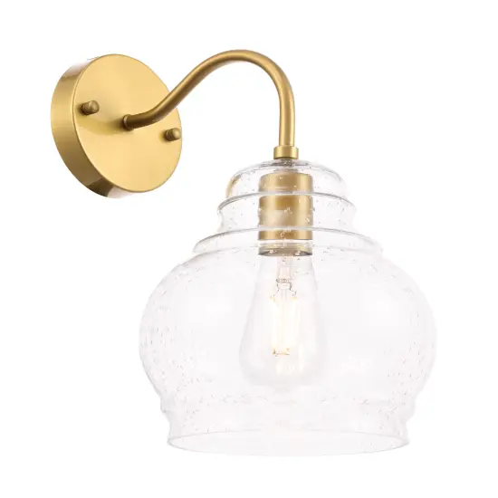 Pierce 1 light Brass and Clear seeded glass wall sconce {4}