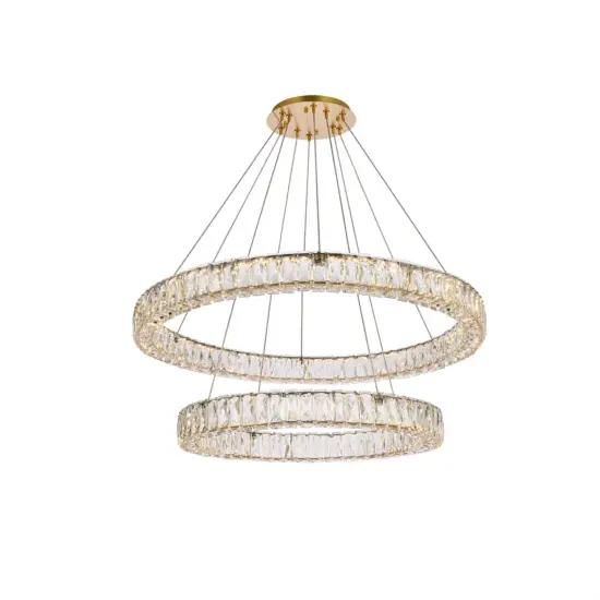 Monroe 36 inch LED double ring chandelier in gold {1}