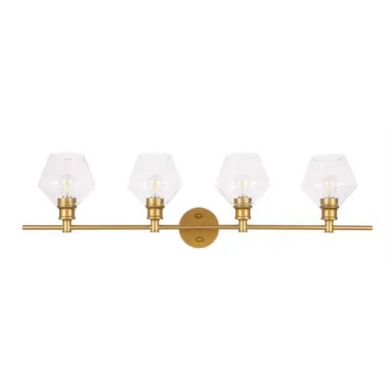 Gene 4 light Brass and Clear glass Wall sconce {3}