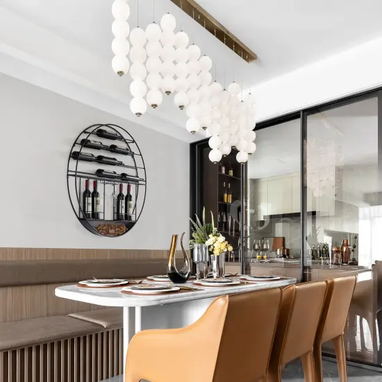 Vintage Decorative Modern Black Metal Round Wall Mounted Wine Display Rack {11}