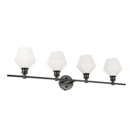Gene 4 light Black and Frosted white glass Wall sconce {5}