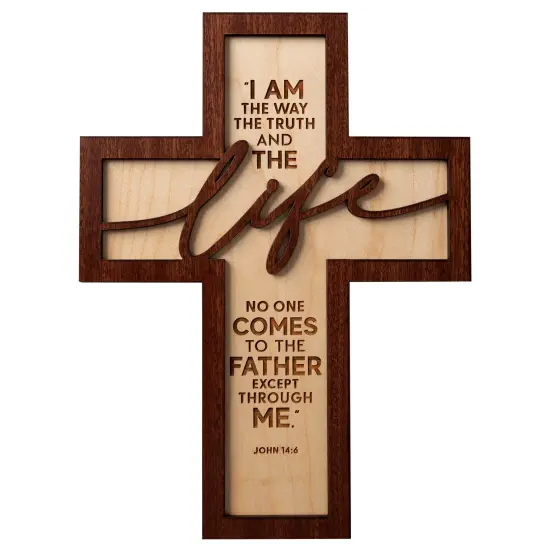 Dexsa I Am The Way Inspirational Laser-Cut Wood Cross Plaque 7.5 inches x 10 inches {1}