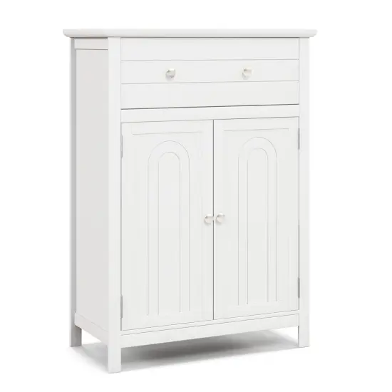 2-Door Freestanding Bathroom Cabinet with Drawer and Adjustable Shelf White {1}