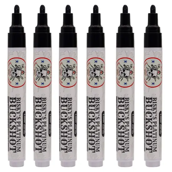 Risky's Tools of the Trade Platinum 3mm 6 Pack of Black Acrylic Paint Pens for Graffiti or Fine Art {1}