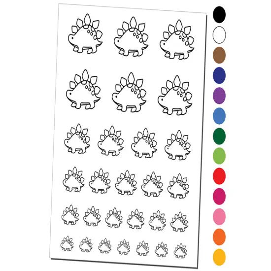 Baby Nursery Stegosaurus Dinosaur Temporary Tattoo Water Resistant Fake Body Art Set Collection Orange {1}