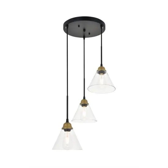 Histoire 3 light brass and black Pendant {3}