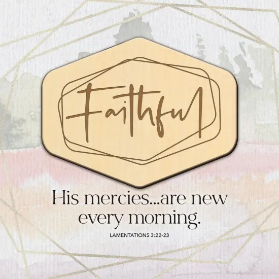 Dexsa Faithful-His Mercies Meadow Wood Plaque 6 inches x 6 inches {3}