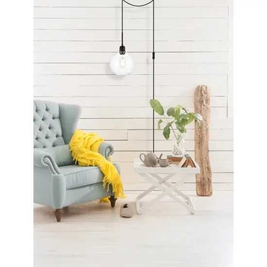 Emett 1 light Black and Clear glass plug in pendant {2}