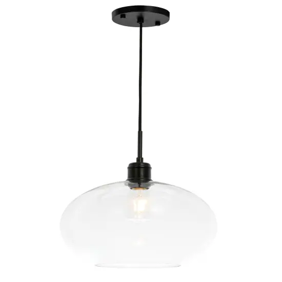 Emett 1 light Black and Clear glass pendant {6}