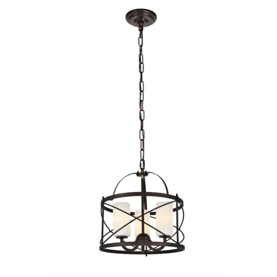 Wren Collection Pendant D15.8 H17.3 Lt:3 Dark Copper Brown and frosted white Finish {3}