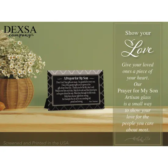 Dexsa Prayer For My Son Glass Plaque with Easel 4 inches x 6 inches {4}